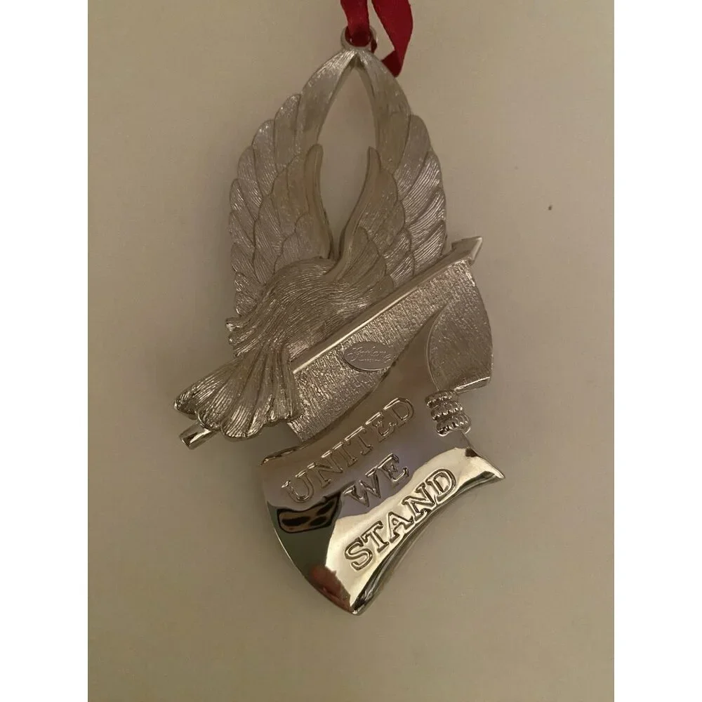 Gorham Eagle Of Liberty Ornament. Back Says United We Stand. American Flag/Eagle